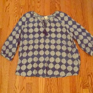 Merona white and blue peasant top